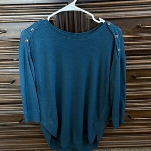 Maurices Teal Women's Sweater with Button Accents